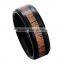 black plating 8mm tungsten caride koa wood ring
