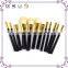 Wholesale good quality blending cosmetic brush 12pcs pure goat hair make up bush set