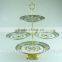 Gold / silver electroplating cake stand ceramic porcelain stock for sale cheap