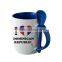 Drinkware 12oz promotion red mug with spoon on handle, coffee printing mug