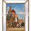 Antique solid wood frame handmade flowers painting