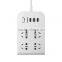 Pisen 1.8m 6ft Cable One Switch Child Protection Pasteable Euro Plug 4 Outles Smart Power Strip With 1A 2.4A 2.4A USB Charger