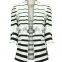 Ladies top fashion white and black striped blazer 2015 for autumn