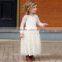 2017 Girl Lace Long Dress For Princess Wedding Party White/Cream Big Bow Long Sleeved Dress