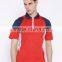 Men Red Colourblocked Spread Collar T-Shirt Stylish Spread Collar Tee Concealed Short Zip Closure Custom Mesh Polyester Material