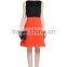 2016 Popular Style Black and Orange Contrast Color Sleeveless Skinny Dress