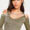 Green Rib Twist Shoulder Detail Bodycon Mini Dress in Slim Fit