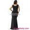 Wholesale in stock customized low MOQ women black long evening dress