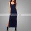 2017 Summer style Girls Casual Slit onside Cotton Blend Women Sleeveless Knit Jersey Blank Maxi T-shirt Dress