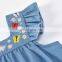 A0172# Комплект одежды для девочек летний, 2 штуки. Верхняя одежда с вышивкой цветов + шорты, 2-компонентный костюм. Одежда для маленьких девочек
