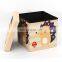 Customized room furniture printing lovely cat polyester folding storage pouf stool ottoman