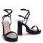 Black attractive color snake print design double crossover ankle strap high heels platform sandals shoes ladies footwear