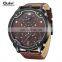 Charm Oulm 3548M Men Quartz Brand Watches Leather Strap Can Own Case Thin Chronograph Sport Wrist Watch