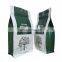 Block bottom matte green plastic coffee foil bag 500g food stand up packaging coffee bag with valve