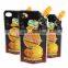 Manufacturers orange juice stand up squeezing nozzle pouches spout bag with cap