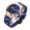2021 Hot Sale Reloj De Hombre Blue Silicone Strap Japan Movt Orologio Uomo Rose Gold Case Sports Custom Men Watch Luxury