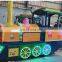 Funfair rides fiberglass battery operated electric trackless tourist train for kids to ride for sale
