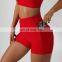 OEM Cross Waist Gym Shorts With Side Pocket Ribbed High Waist Athletic Wear