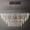 Modern led rectangular crystal chandelier ceiling luxury hanging lights for home indoor living room dining kitchen