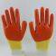 yellow polyester thread knitted PVC palm and fingers coated water-proof safety work gloves