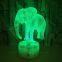LED-светильники с 3D-иллюзией слона для детских дней рождения. Гавель. 16-цветные настольные светильники с пультом дистанционного управления. Игрушка для украшения в виде слона