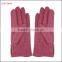 ladies pink woolen gloves with rabbit fur ball