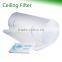 Thin air filter material, bulk air filter material, paint spray booth filter