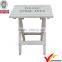 Vintage White Slats Wooden Small Folding Stool