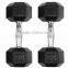 Black hex rubber Dumbbell