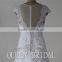 New Design Round Neck Sweetheart Cap Sleeve Appliqued Lace Sequined Wedding Dresses 2015 White