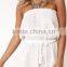 2016 latest fashion sexy strapless 100% cotton soft women summer beach jumpsuit