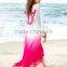 SheIn Women Fashion Long Sleeve Ombre Tie Tassel V Back Maxi Dress