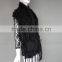 Black Knitted Fur Shawl European Style Tassel Shawl Fashion Girl's Favorite Style