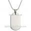 Customized laser engraved stainless steel dog tag pendant