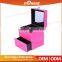 Professional Handle Rolling Mini professional portable makeup case with Mirror