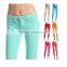 Candy Colored Stretch COZY SKINNY PANTS Knit Jeggings Zipper Leggings L1076