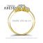 Fancy 5.5mm 3-stone Ring 10K Gold Yellow Ring Simulated Diamond Ring Jewelry New Wedding Engagement Ring For Women Gift