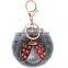 8cm Fur Ball Keyrings For Girl Big Key Chain Women Ladybug Fur Pom Pom Keychain