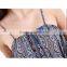 2016 Summer Fashion Women Crop Top Tassel Fringe Off Shoulder Printed Ethnic Sexy Spaghetti Strap Tank Top Ladies Floral Blouses