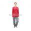 Kevince flannel pyjama set snow print knitted woman clothing nightwear homewear sleepwear MOQ 1000sets