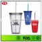 16oz bpa free plastic straw water bottle promotional