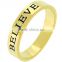HY Fashion jewelry gold plated brass material believe Inspirational Ring rings for Women