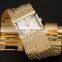 Golden Square Case Japan Quartz Movement Brass Tassel Band Analog Women Ladies Watch