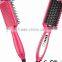 Pink 3 In 1 Professional Hair Salon Equipment Electric Hair Straightener Brush With Hair Curler