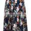 Hot Sale Women Floral Print Satin Pleated Skirts Maxi Cutout Empire Waist Fashion Skirts