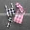 Pink and Black Check Baby Girl Designer Rompers with Headband