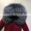 Red parka for 2-14Y Children Wear in winter,grey thick fur Lined short red baby fur parka