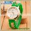 metal strap with silicone knitting / colorful silicone watch with movement quartz