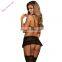 Wholesale Black Pleated Lace Bralette Garter Set Lingerie Set Sexy