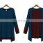 womens round neck stitching plain base T-shirt 2017 spring new loose long ladies blouse